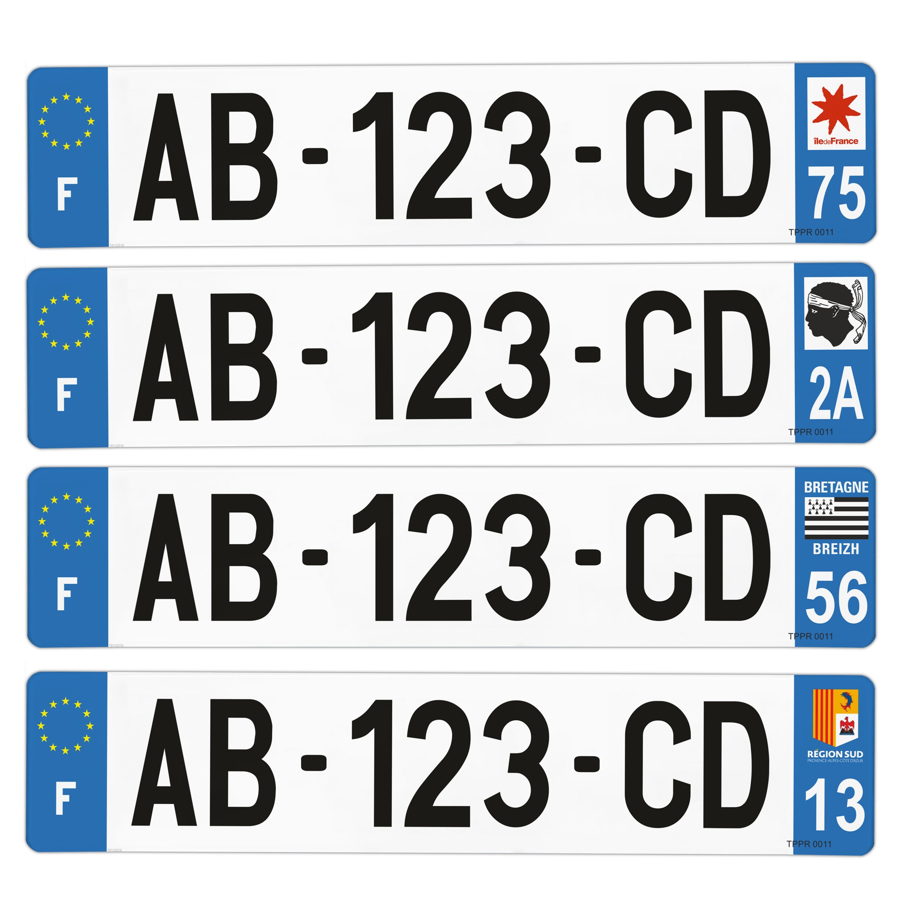 Lot de 4 autocollants bleu 74 HAUTE SAVOIE Auvergne-Rhône-Alpes - F Europe  nouvelles régions plaque