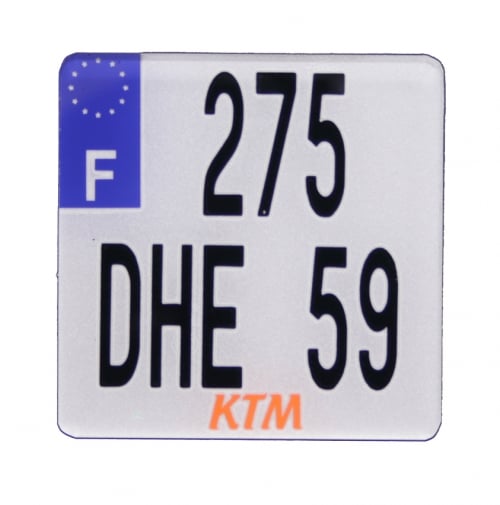 plaque immatriculation KTM personnalisable moto non homologué