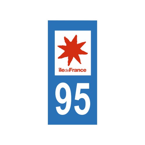  SAFIRMES 2 Autocollants 95 Val d'oise ile de France Plaque  immatriculation département Auto 95 : Angles arrondis